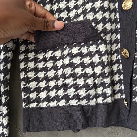 Ann Taylor Factory Petite Gray and White Houndstooth Cardigan Size XS - Picture 6 of 10
